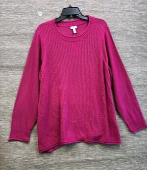 LOGO Lori Goldstein Knit Sweater Womens Size 2X Crushed Berry A625565 NEW